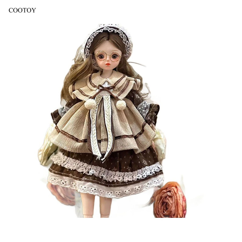 COOTOY 30cm 1/6 BJD Doll, Princess Dress-Up Girl Doll with Movable Joints