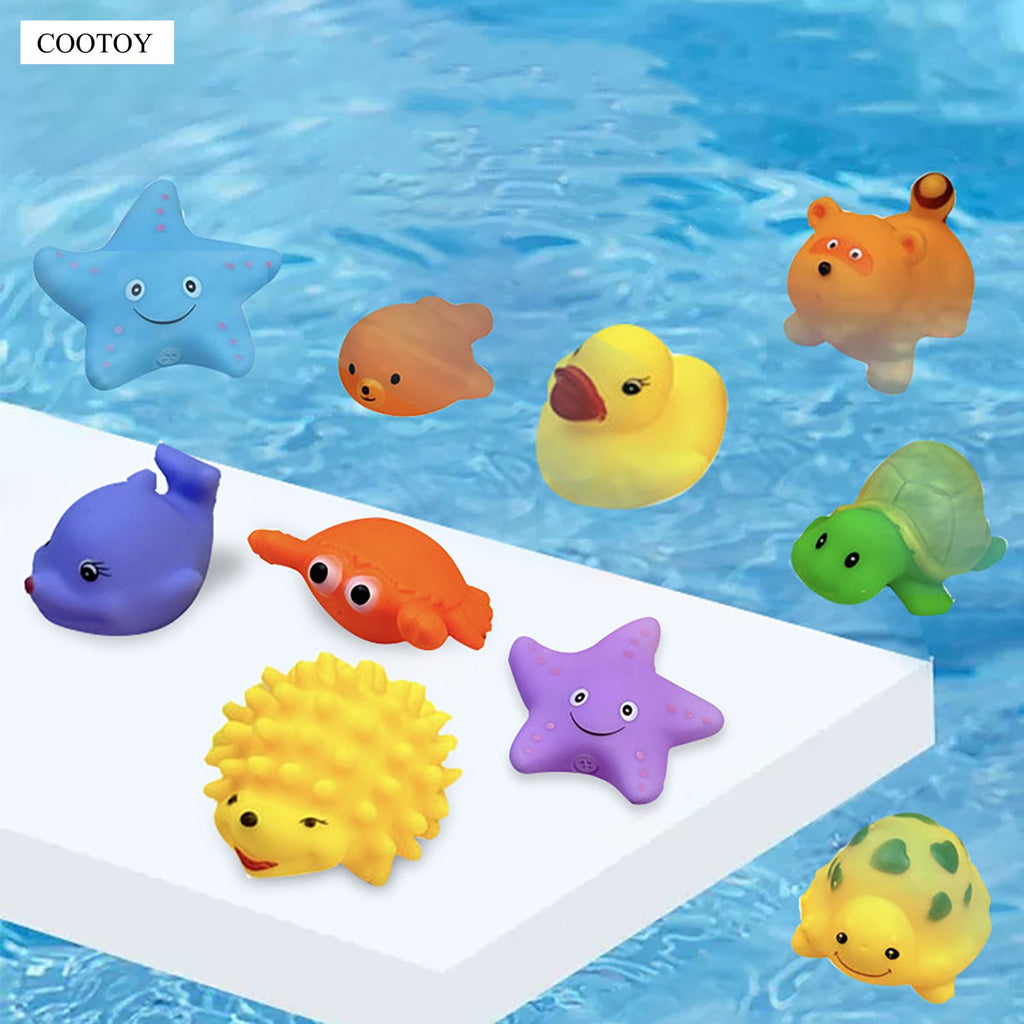 COOTOY Bath Toys, Floating Soft Rubber Cartoon Toys