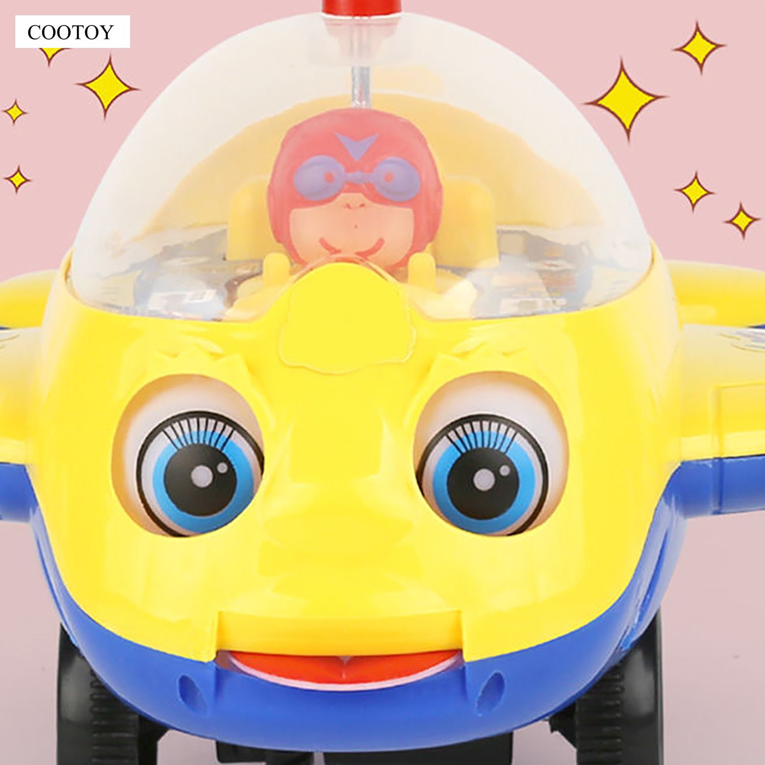 COOTOY Push Along Toy, Airplane Push Along Toy with Bell
