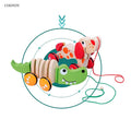COOTOY Wooden Pull Along Toy for Toddlers, Educational String Pull Toy, Baby Walking Learning Toy