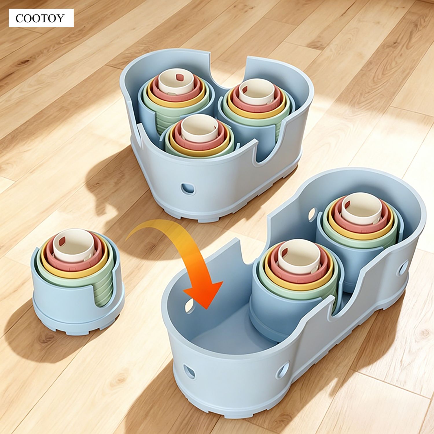 COOTOY Baby Stacking Blocks Toy Set, Color Recognition and Number Learning Blocks for Toddlers