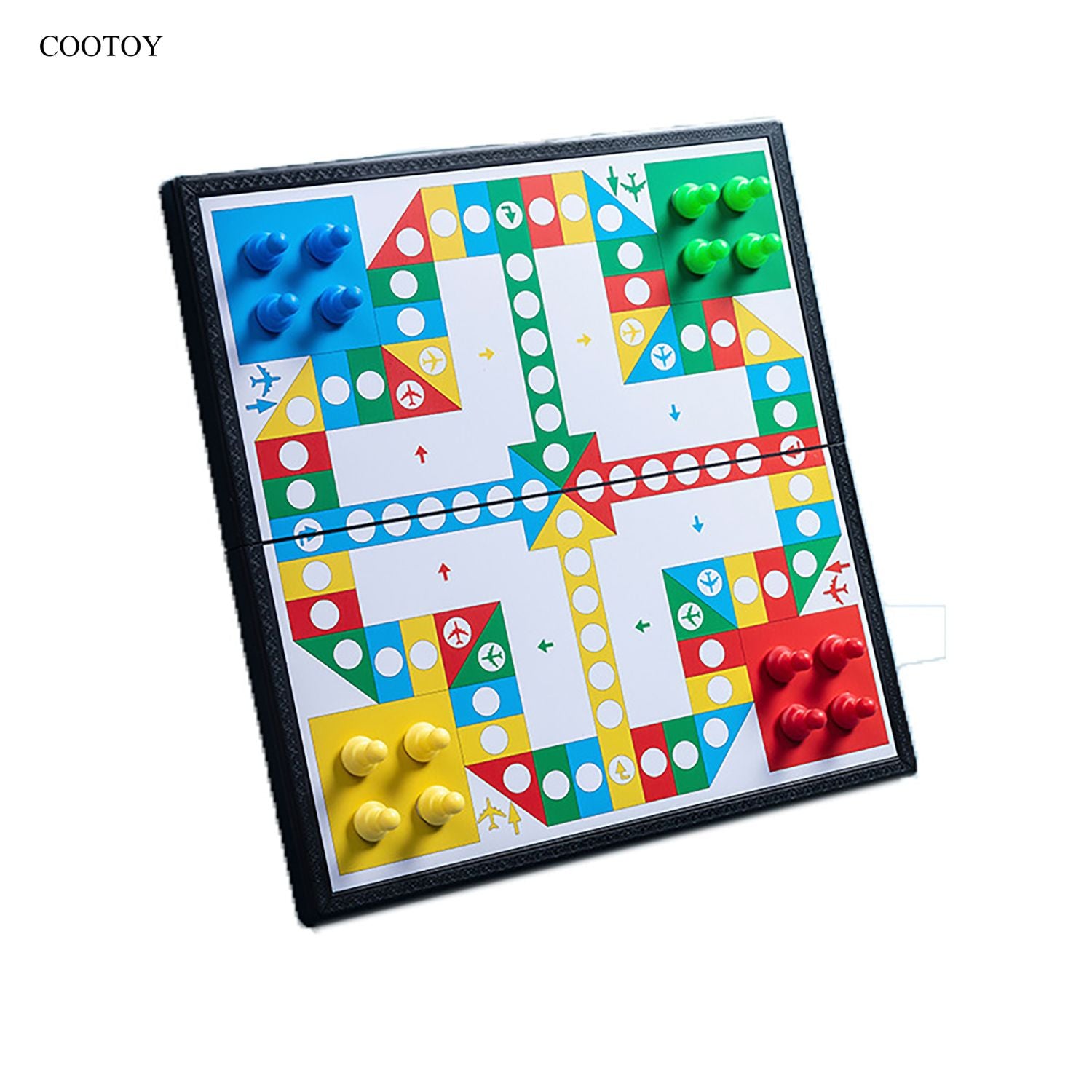 COOTOY Magnetic Ludo and Checkers Board Game Set, Foldable Travel Board Game
