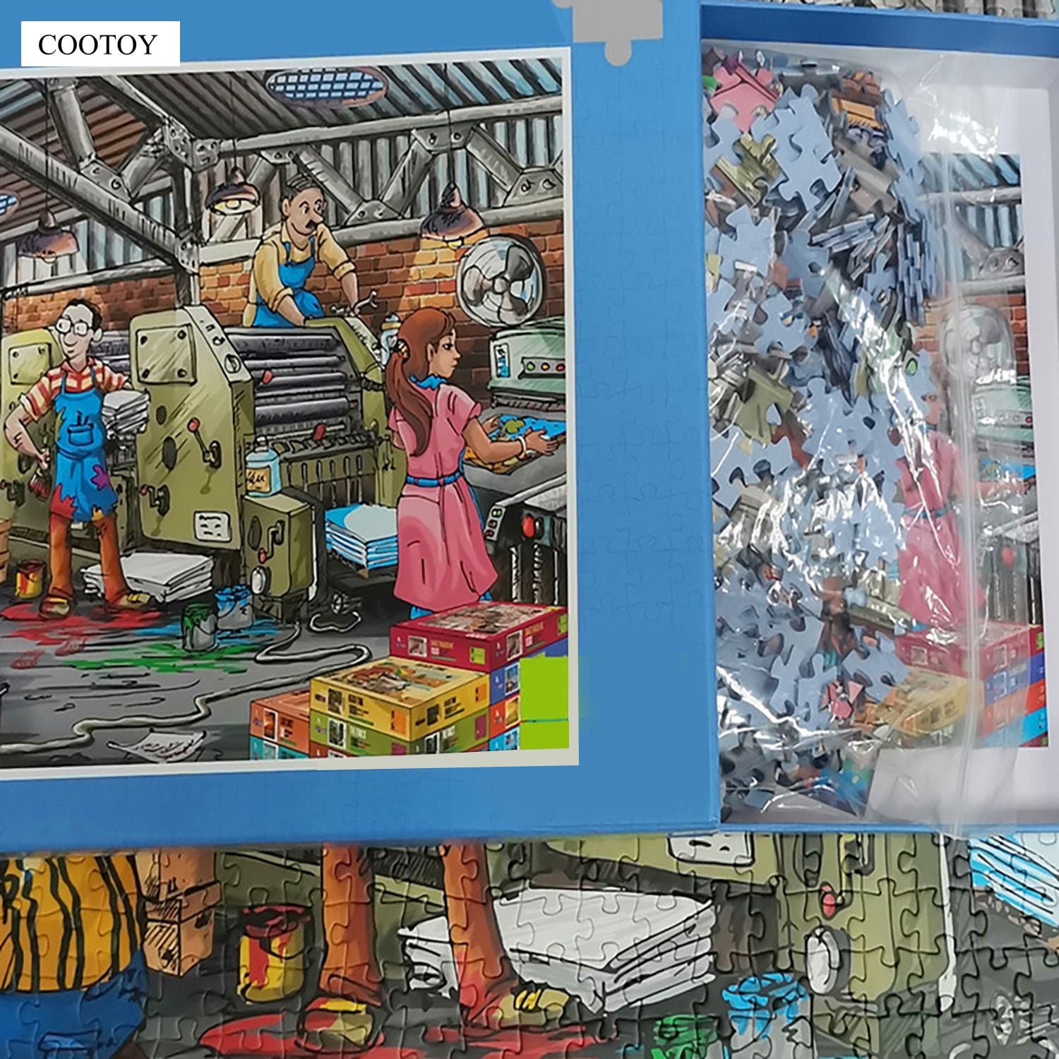 COOTOY 1000 Piece Jigsaw Puzzle for Adults, Blue Core Cardboard Puzzle Toy