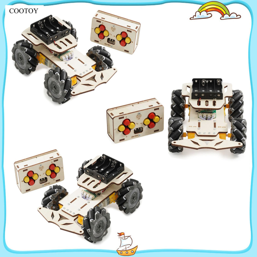 COOTOY Mecanum Wheel RC Car Kit, Wireless Remote Control Omnidirectional STEM Robot Car Building Kit