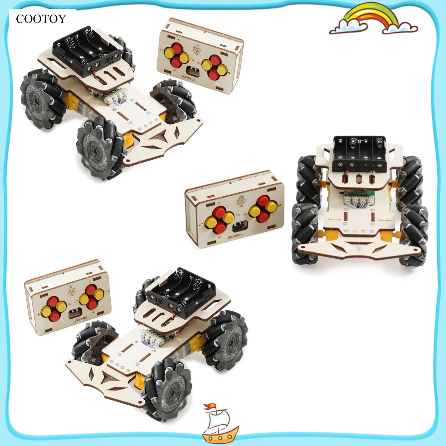 COOTOY Mecanum Wheel RC Car Kit, Wireless Remote Control Omnidirectional STEM Robot Car Building Kit