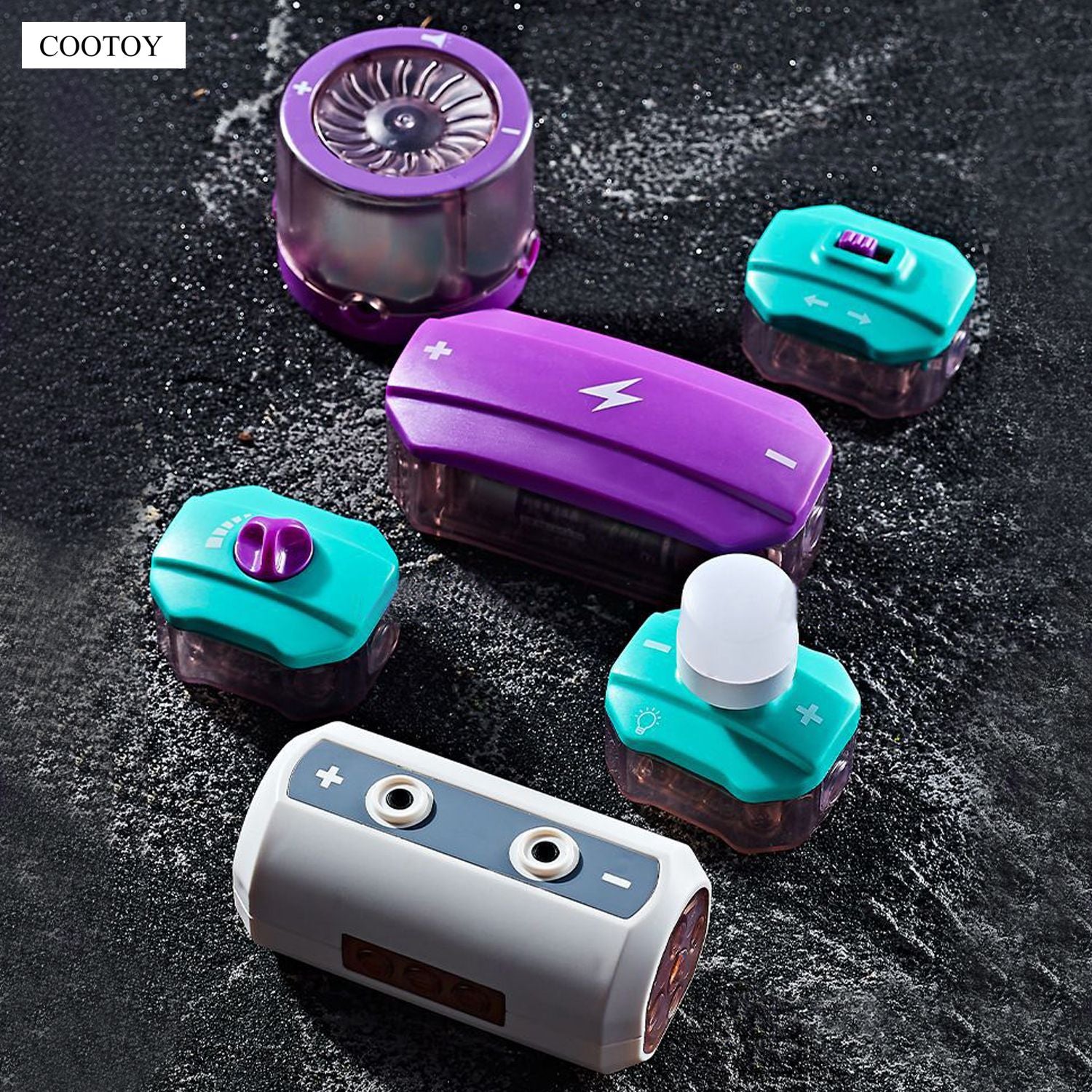 COOTOY STEM Circuit Experiment Building Blocks Kit, Electric Physics Science Assembly Toy Set for Kids, No Remote Control