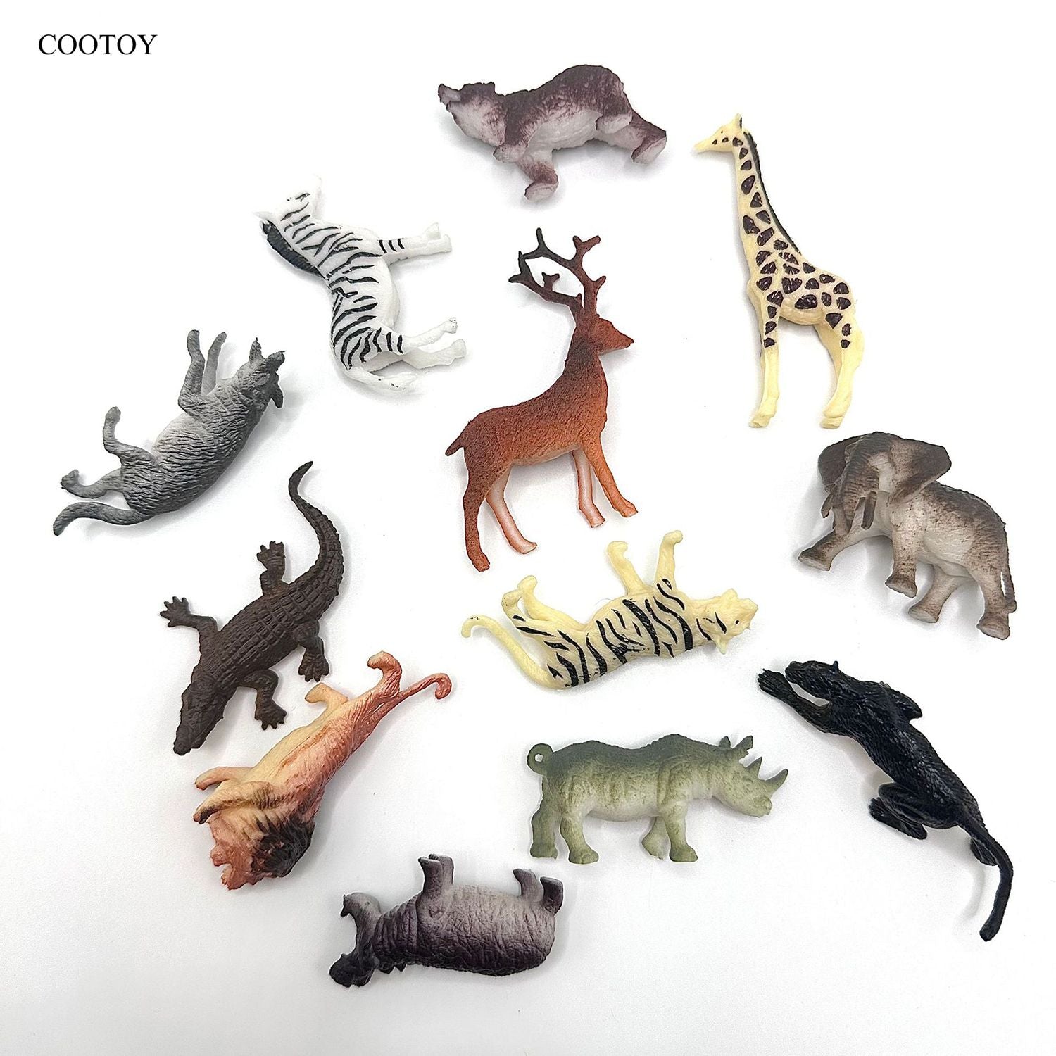 COOTOY 12-Piece Realistic Wild Animal Figures Set, Solid Safari Animal Figurines