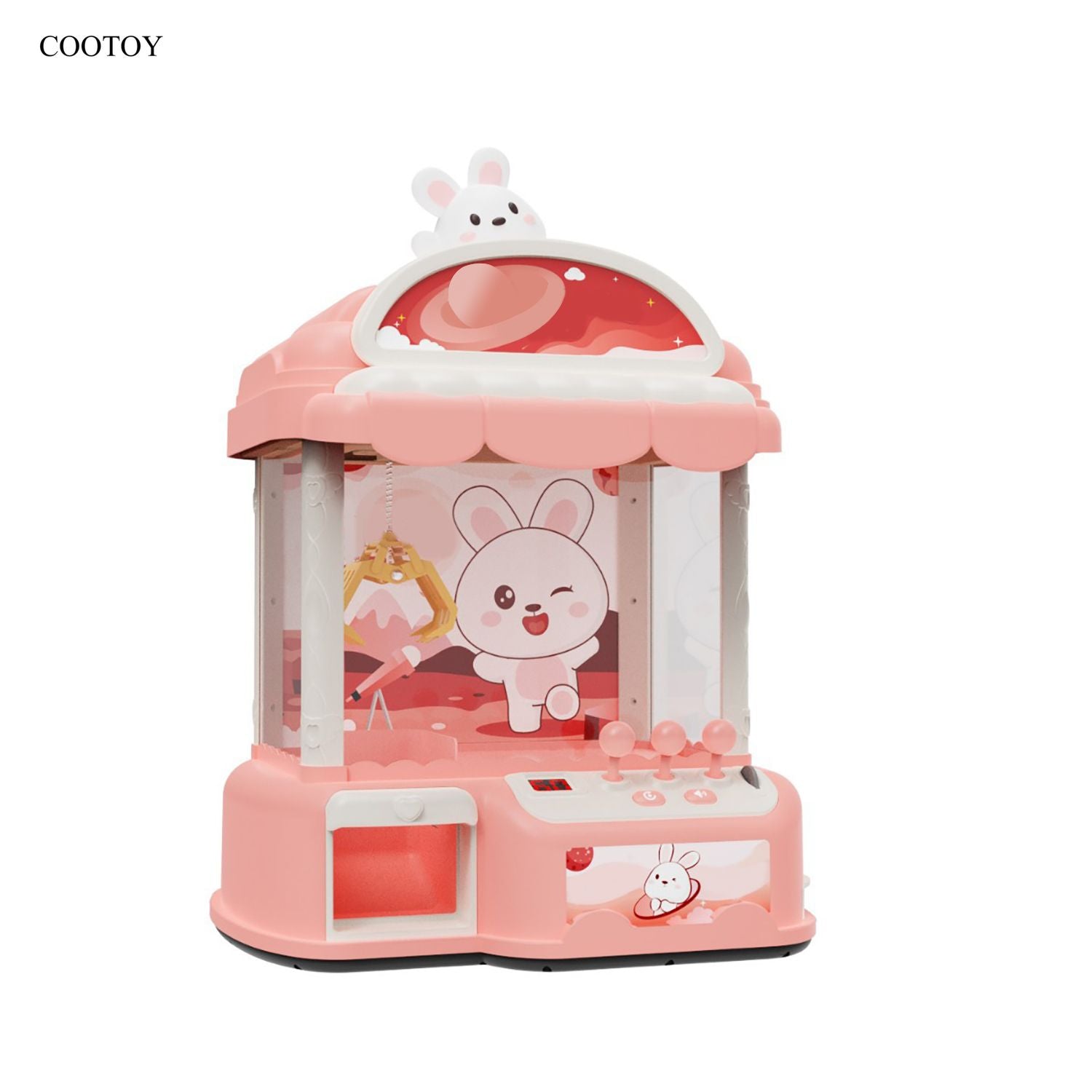COOTOY Mini Claw Machine for Kids, Coin-Operated Electric Arcade Prize Grabber Toy with Capsules and Plush Dolls