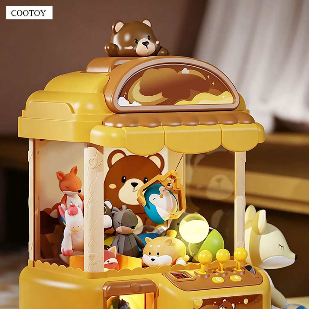 COOTOY Mini Claw Machine for Kids, Coin-Operated Electric Arcade Prize Grabber Toy with Capsules and Plush Dolls