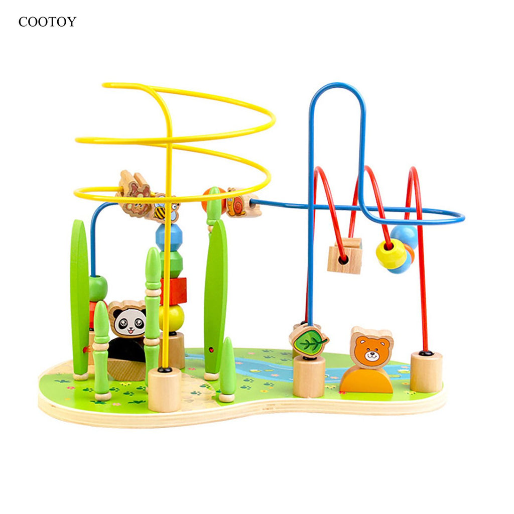 COOTOY Multifunctional Educational Toy for Children, Wooden Animal Bead Maze with Three-Track Design