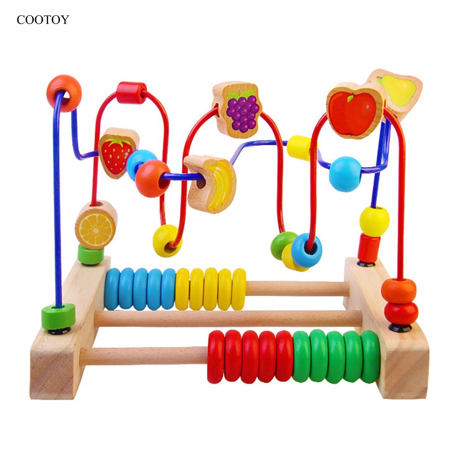 COOTOY Multifunctional Educational Toy for Children, Wooden Animal Bead Maze with Three-Track Design