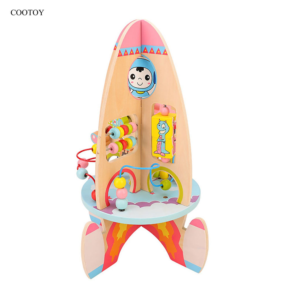 COOTOY Multifunctional Educational Toy for Children, Wooden Animal Bead Maze with Three-Track Design