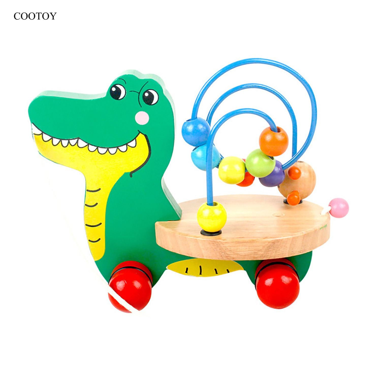 COOTOY Multifunctional Educational Toy for Children, Wooden Animal Bead Maze with Three-Track Design